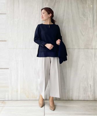 【小さいサイズ／制菌加工／洗える】シフォンヘムブラウス