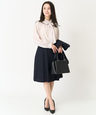 【小さいサイズ】ボウタイ付きスタンドカラーブラウス