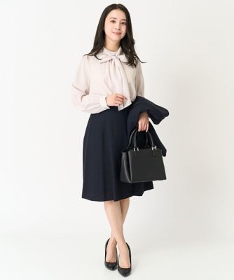 【小さいサイズ】ボウタイ付きスタンドカラーブラウス