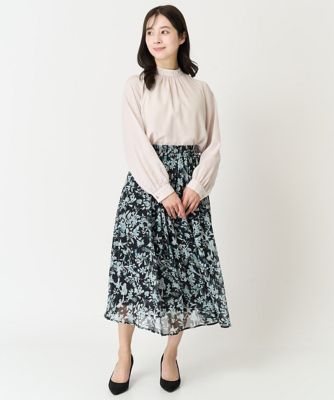 【小さいサイズ】ボウタイ付きスタンドカラーブラウス