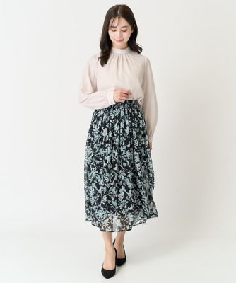 【小さいサイズ】ボウタイ付きスタンドカラーブラウス