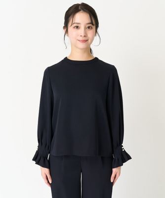 【小さいサイズ】タックフリルデザインスリーブブラウス／撥水加工／洗える