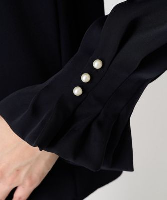 【小さいサイズ】タックフリルデザインスリーブブラウス／撥水加工／洗える