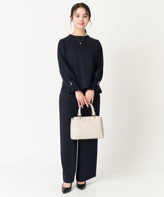 【小さいサイズ】タックフリルデザインスリーブブラウス／撥水加工／洗える