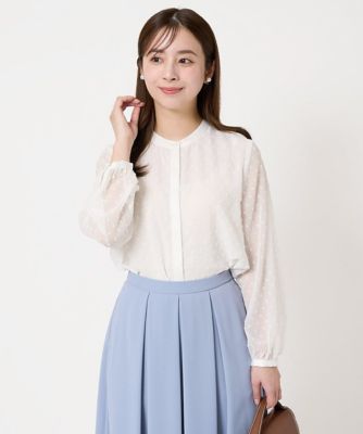 ＜MK MICHEL KLEIN（Women/小さいサイズ）＞【小さいサイズ】ドットカットジャガードシフォンブラウス／洗える