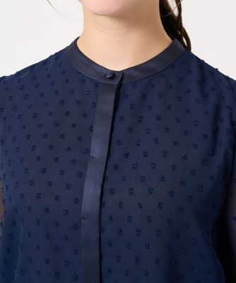 小さいサイズ】ドットカットジャガードシフォンブラウス／洗える | MK