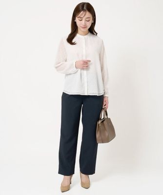 小さいサイズ】ドットカットジャガードシフォンブラウス／洗える | MK