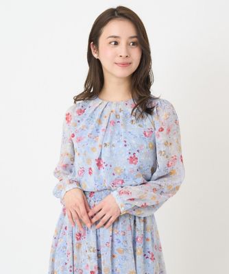 ＜MK MICHEL KLEIN（Women/小さいサイズ）＞【小さいサイズ】花柄シフォンブラウス／洗える