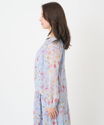 【小さいサイズ】花柄シフォンブラウス／洗える