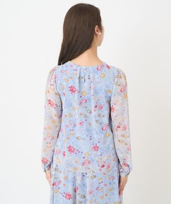 【小さいサイズ】花柄シフォンブラウス／洗える