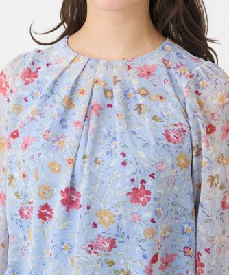 【小さいサイズ】花柄シフォンブラウス／洗える