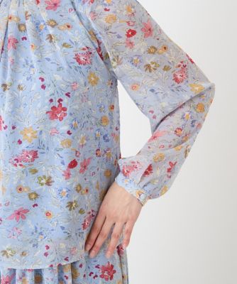 【小さいサイズ】花柄シフォンブラウス／洗える