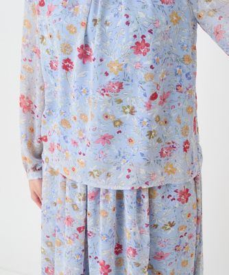【小さいサイズ】花柄シフォンブラウス／洗える