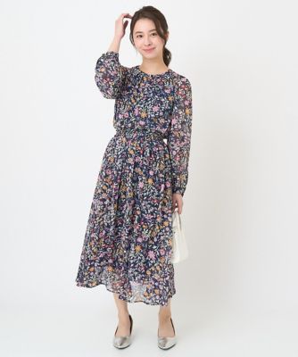 【小さいサイズ】花柄シフォンブラウス／洗える