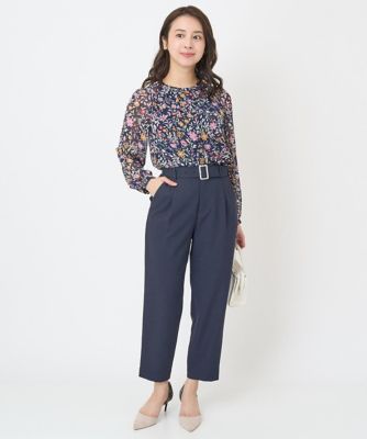【小さいサイズ】花柄シフォンブラウス／洗える