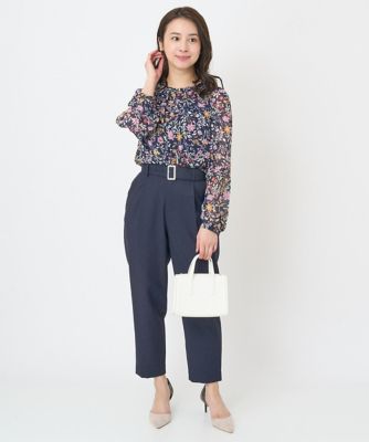 【小さいサイズ】花柄シフォンブラウス／洗える