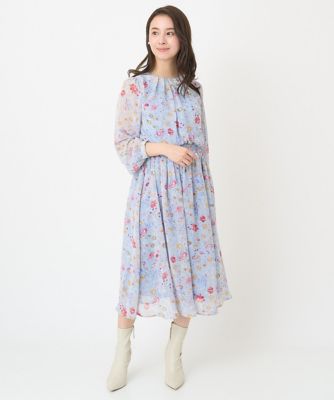 【小さいサイズ】花柄シフォンブラウス／洗える
