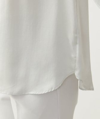 【小さいサイズ】ボウタイ付きサテンブラウス／洗える
