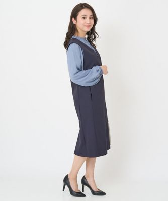 【小さいサイズ】サテンフリルネックブラウス／接触冷感／洗える