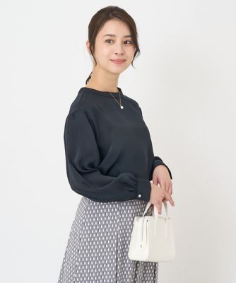 【小さいサイズ】バンドカラーブラウス／洗える