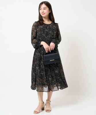 【小さいサイズ】ラインフラワーシフォンブラウス／洗える