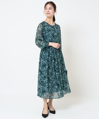 【小さいサイズ】ラインフラワーシフォンブラウス／洗える