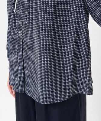 小さいサイズ】ドット幾何柄ボウタイ付きブラウス／洗える | MK MICHEL