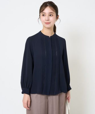 【小さいサイズ】ピンタックデザインジョーゼットブラウス／洗える