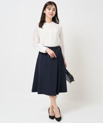 【小さいサイズ】ピンタックデザインジョーゼットブラウス／洗える