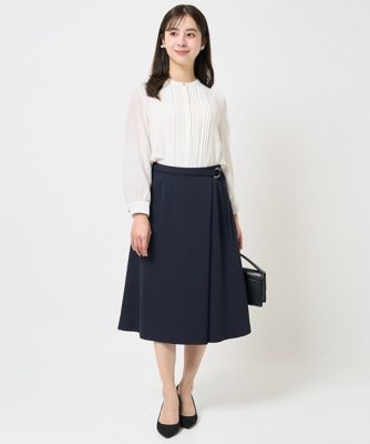 【小さいサイズ】ピンタックデザインジョーゼットブラウス／洗える