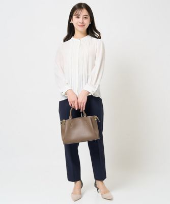 【小さいサイズ】ピンタックデザインジョーゼットブラウス／洗える