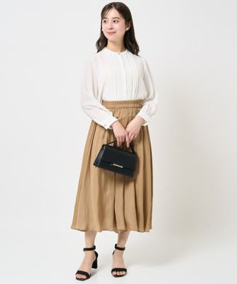 【小さいサイズ】ピンタックデザインジョーゼットブラウス／洗える