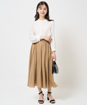 【小さいサイズ】ピンタックデザインジョーゼットブラウス／洗える