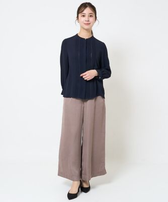 【小さいサイズ】ピンタックデザインジョーゼットブラウス／洗える