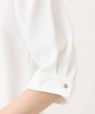 【小さいサイズ】配色パイピングＶネックブラウス／洗える