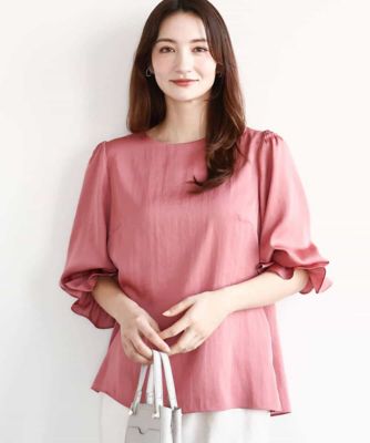 MK MICHEL KLEIN（Women/小さいサイズ）/エムケーミッシェルクラン 【小さいサイズ】ボリュームスリーブサテンブラウス／洗える