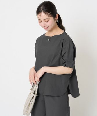 ＜MK MICHEL KLEIN（Women/小さいサイズ）＞【小さいサイズ】タックスリーブストレッチブラウス／洗える／セットアップ対応