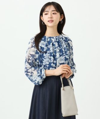 ＜MK MICHEL KLEIN（Women/小さいサイズ）＞【小さいサイズ】花柄シフォンブラウス／洗濯機で洗える