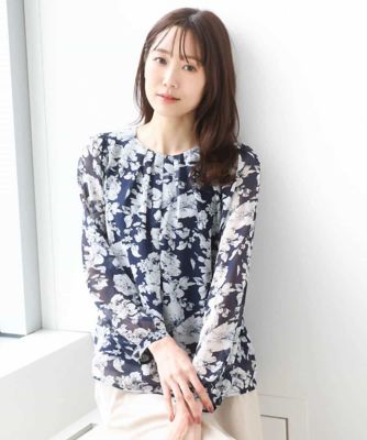 小さいサイズ】花柄シフォンブラウス／洗濯機で洗える | MK MICHEL
