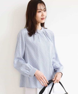 ＜MK MICHEL KLEIN（Women/小さいサイズ）＞【小さいサイズ】幾何柄バンドカラーブラウス／洗濯機で洗える