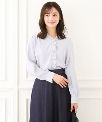 ＜MK MICHEL KLEIN（Women/小さいサイズ）＞【小さいサイズ】Ｖネックミニフリルブラウス／洗濯機で洗える