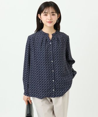 ＜MK MICHEL KLEIN（Women/小さいサイズ）＞【小さいサイズ】ミニトライアングル幾何柄ブラウス／接触冷感／ＵＶカット／洗濯機で洗える