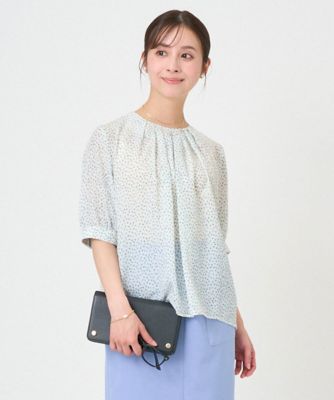 ＜MK MICHEL KLEIN（Women/小さいサイズ）＞【小さいサイズ】フラワーモチーフプリントブラウス／接触冷感／ＵＶカット／洗濯機で洗える