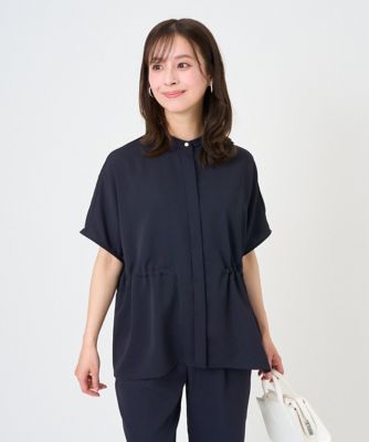 ＜MK MICHEL KLEIN（Women/小さいサイズ）＞【小さいサイズ】［ＵＶカット／接触冷感／防シワ／通気性／洗濯機で洗える］バンドカラーブラウス