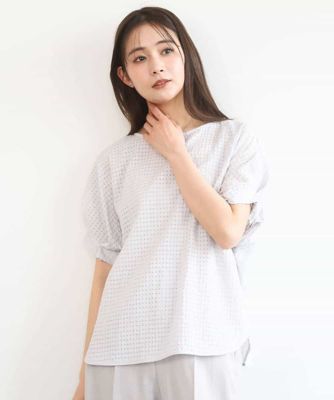 ＜MK MICHEL KLEIN（Women/小さいサイズ）＞【小さいサイズ】［洗える］シアーチェック柄タックスリーブブラウス