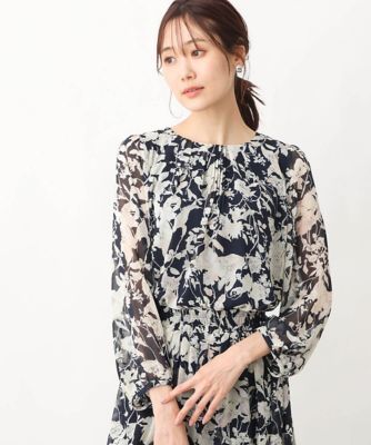 小さいサイズ】花柄シフォンブラウス／洗える | ファッション・服 