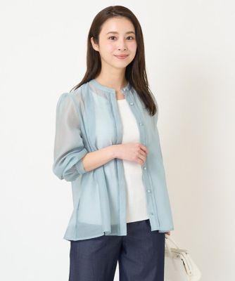 MK MICHEL KLEIN（Women/小さいサイズ）/エムケーミッシェルクラン 【小さいサイズ】シアーシャツブラウス/洗える