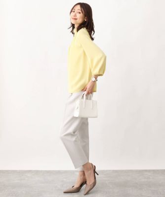 【小さいサイズ】スタンドネックデザインブラウス／洗える
