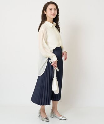 【小さいサイズ】シアードビーストライプブラウス/洗える セール】 【小さいサイズ】シアードビーストライプブラウス