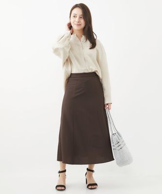 【小さいサイズ】リネン混バンドカラーシャツブラウス／洗える